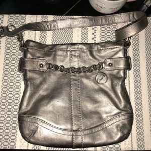 Metallic coach purse